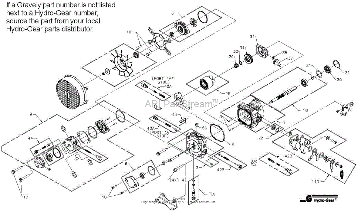 Gravely 991088 (050000 - ) Compact-Pro 34 Parts Diagram for Hydro-Gear ...