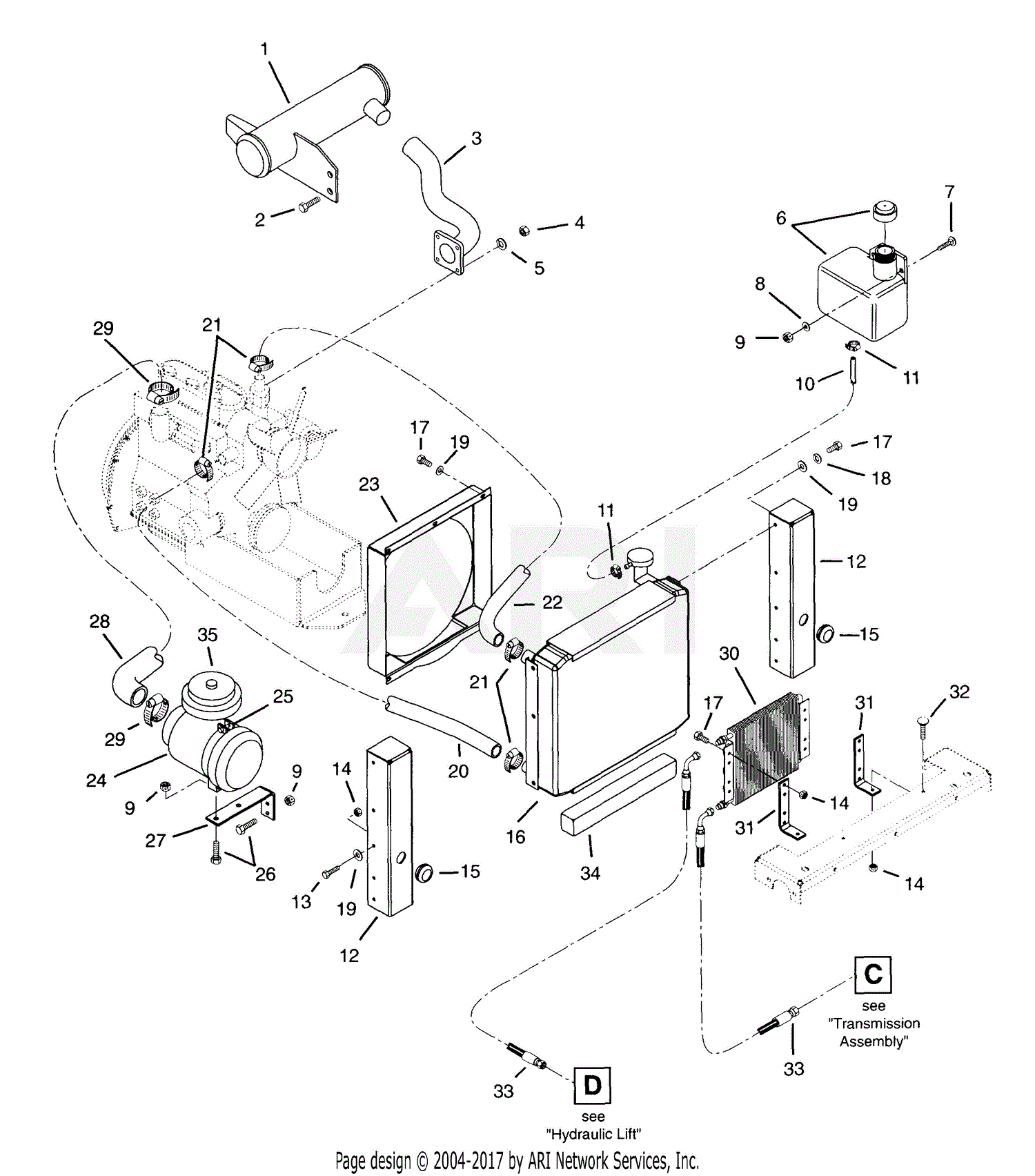 Gravely 990010 (000101 - ) PM360, 22hp Yanmar Parts Diagram for EXHAUST