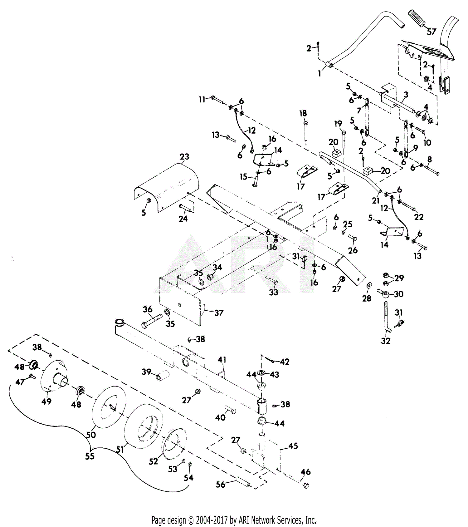 Gravely 989028 (000101 - ) PM50, 16hp, 4SP Parts Diagram for MOWER FRAME