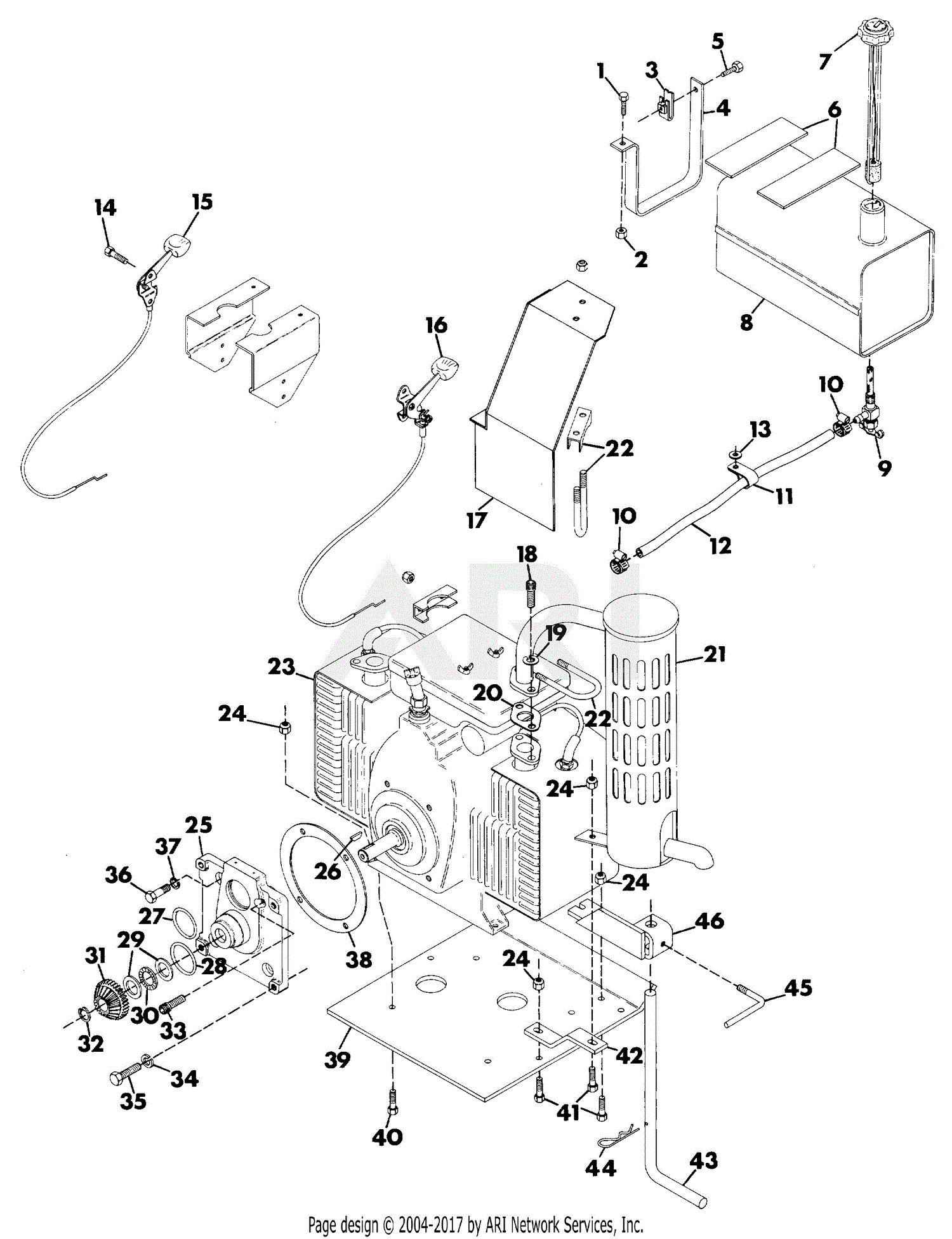 Gravely 38541 PM Gear, 19hp Kohler Parts Diagram for FUEL AND EXHAUST ...