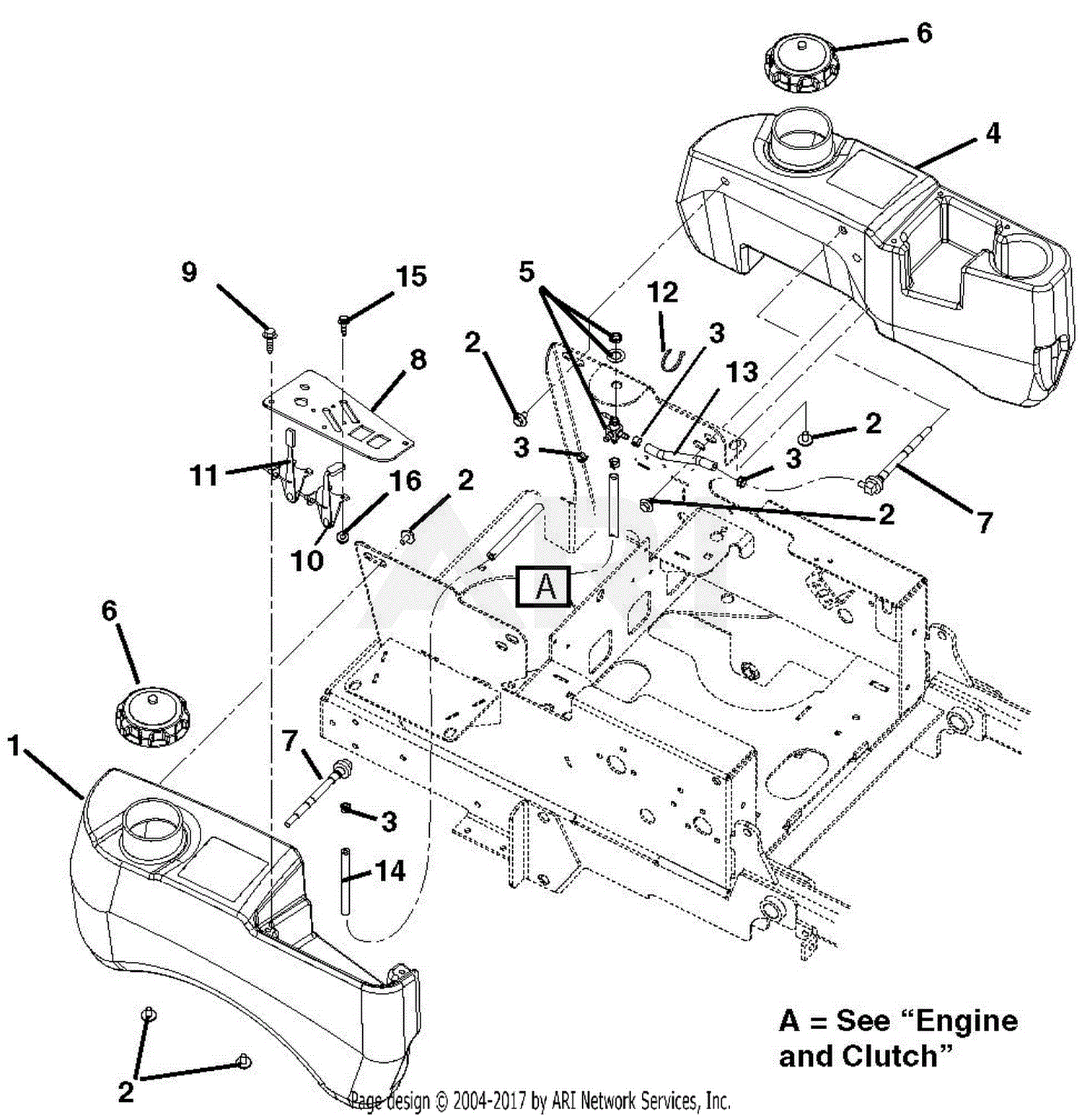 Gravely 991057 (000101 ) ZT HD 60 Parts Diagram for Fuel Tanks And Hoses