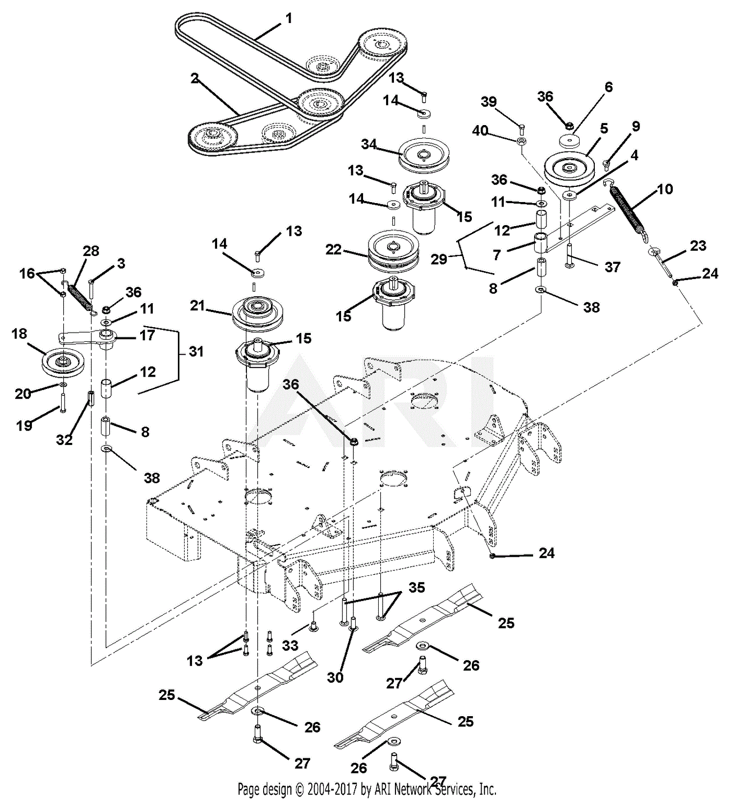 Gravely 991068 (000101 - ) ZT 48 HD, Kawasaki, 48" Deck Parts Diagram