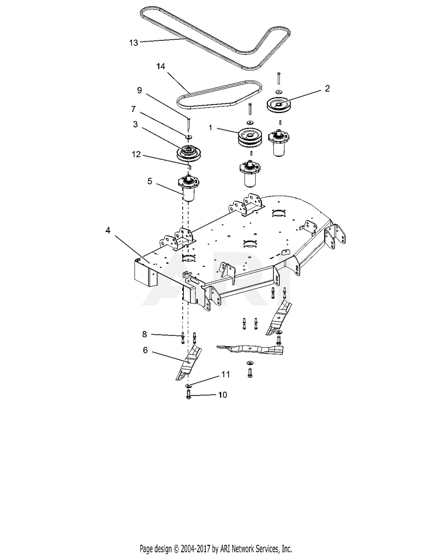 Gravely 991108 (045000 049999) ZT HD 48 Parts Diagram for Deck, Belts