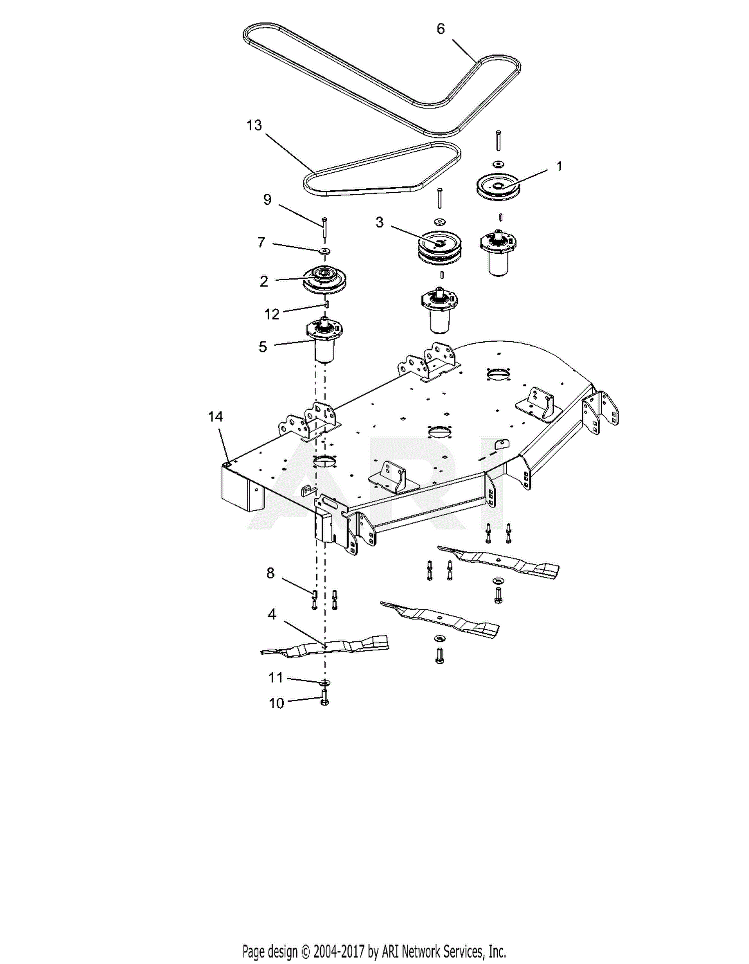 Gravely 991109 (045000 049999) ZT HD 52 Parts Diagram for Deck, Belts