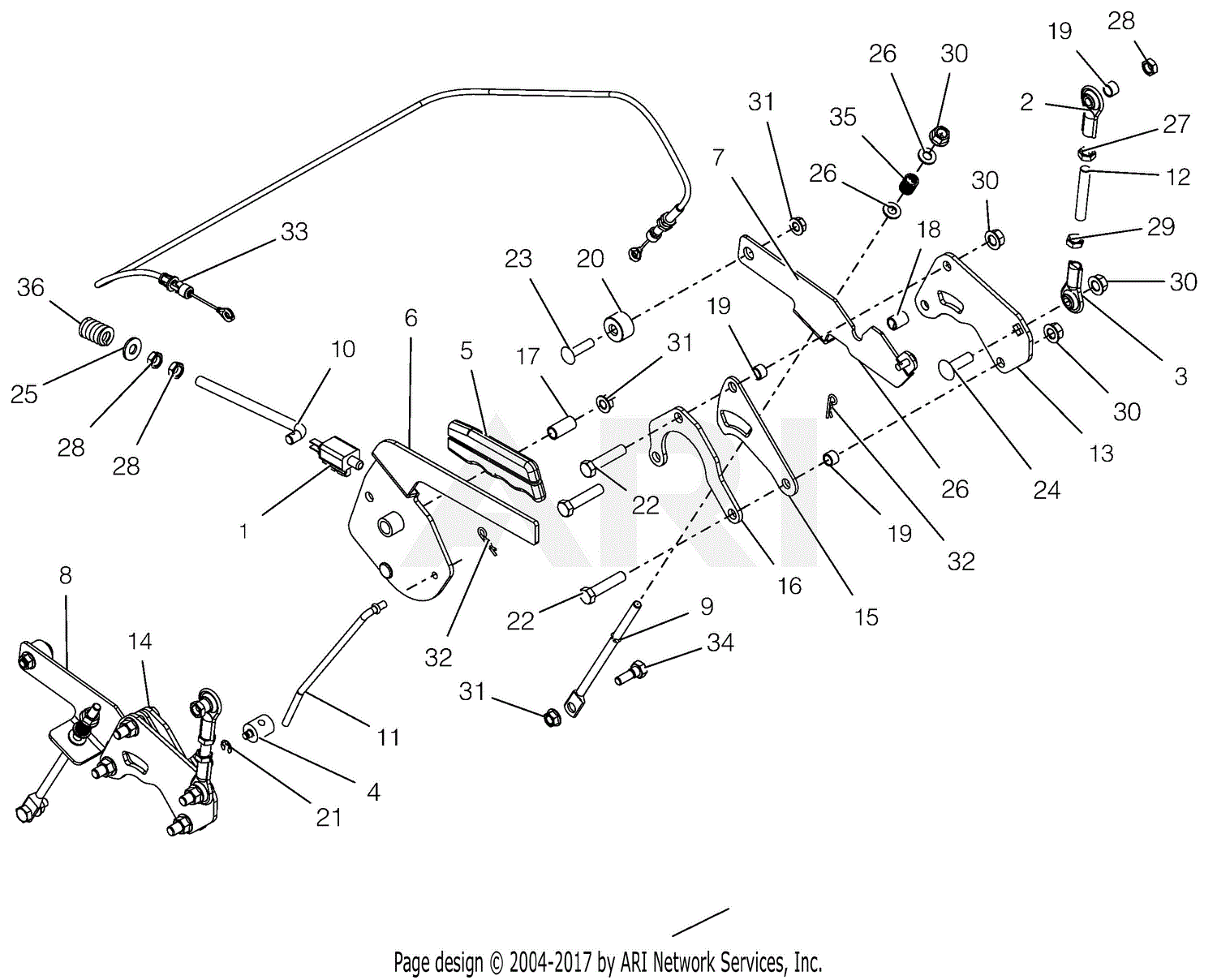 Gravely 991156 (001031 - 014999) Zt Hd 60 Parts Diagram For Parking Brake