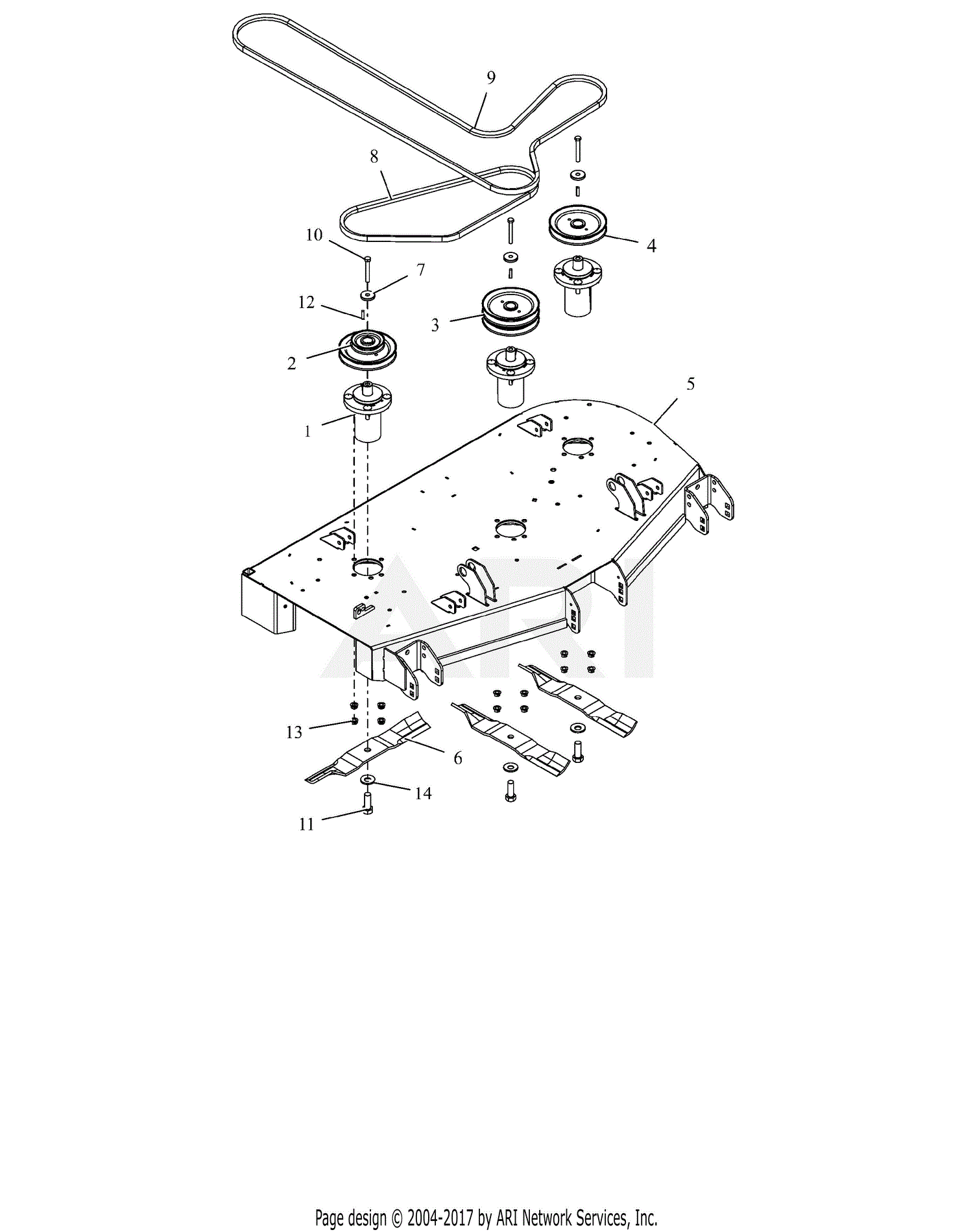 Gravely 991162 (015000 - 024999) ZT HD 48 Parts Diagram for Deck, Belts ...