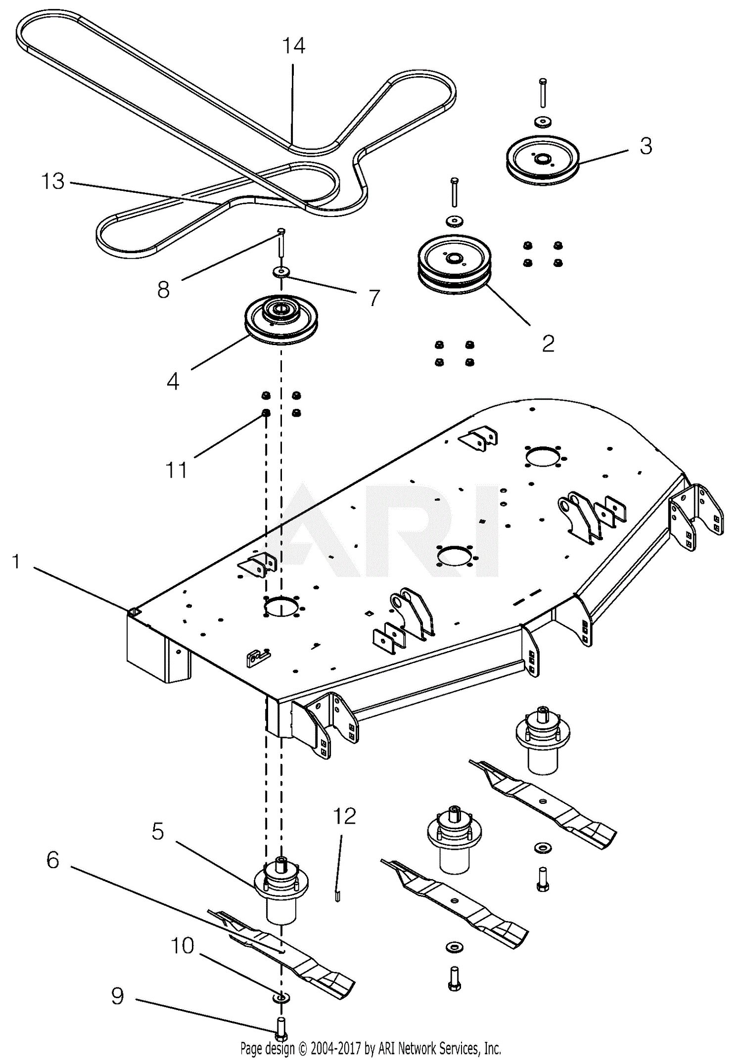 Gravely 991154 (000635 014999) ZT HD 52 Parts Diagram for Deck, Belt