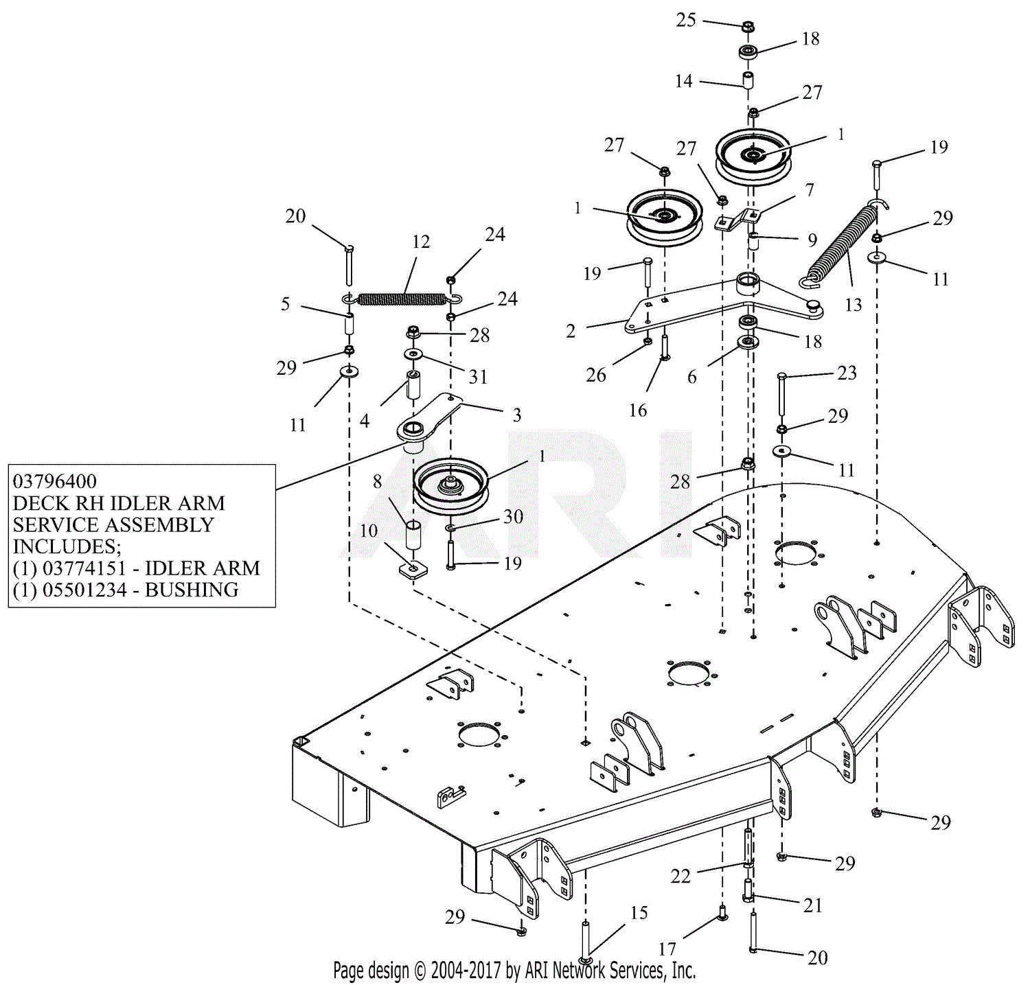 Gravely 991154 (015000 - 024999) ZT HD 52 Parts Diagram for Idlers And ...