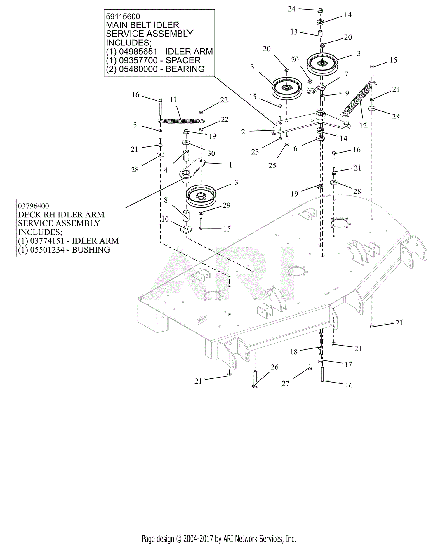 Gravely 991154 035000 Zt Hd 52 Parts Diagram For Idlers And