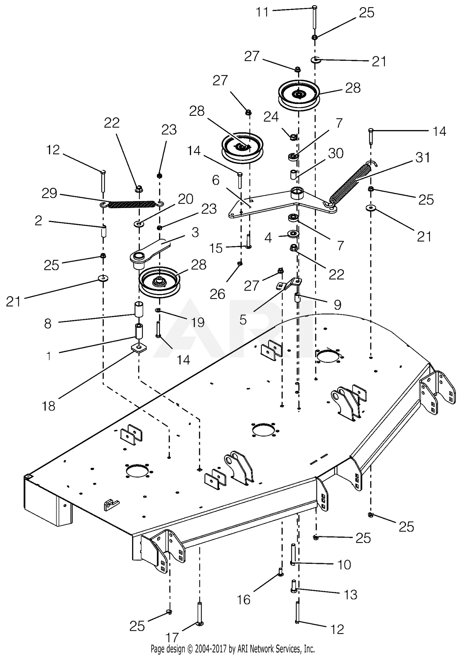 Gravely 991166 (000101 003695) ZT HD 60 Parts Diagram for Idlers And