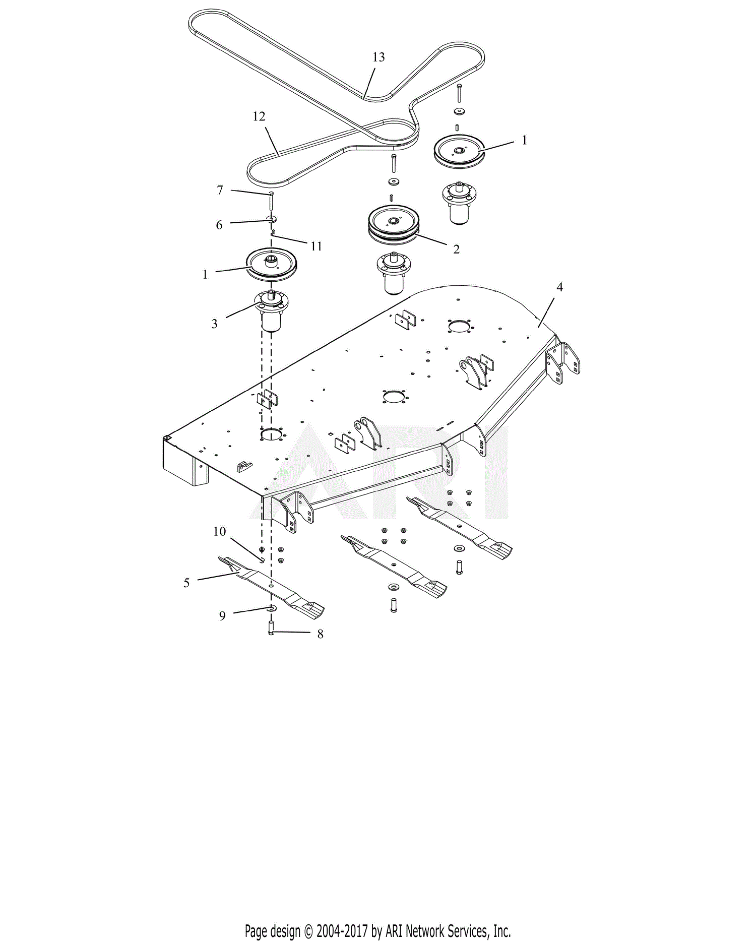 Gravely 991156 (035000 ) ZT HD 60 Parts Diagram for Deck, Belts