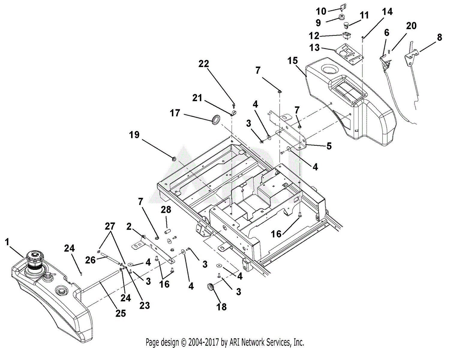 Gravely 915162 (035000 ) ZT XL 48 Parts Diagram for Fuel Tank