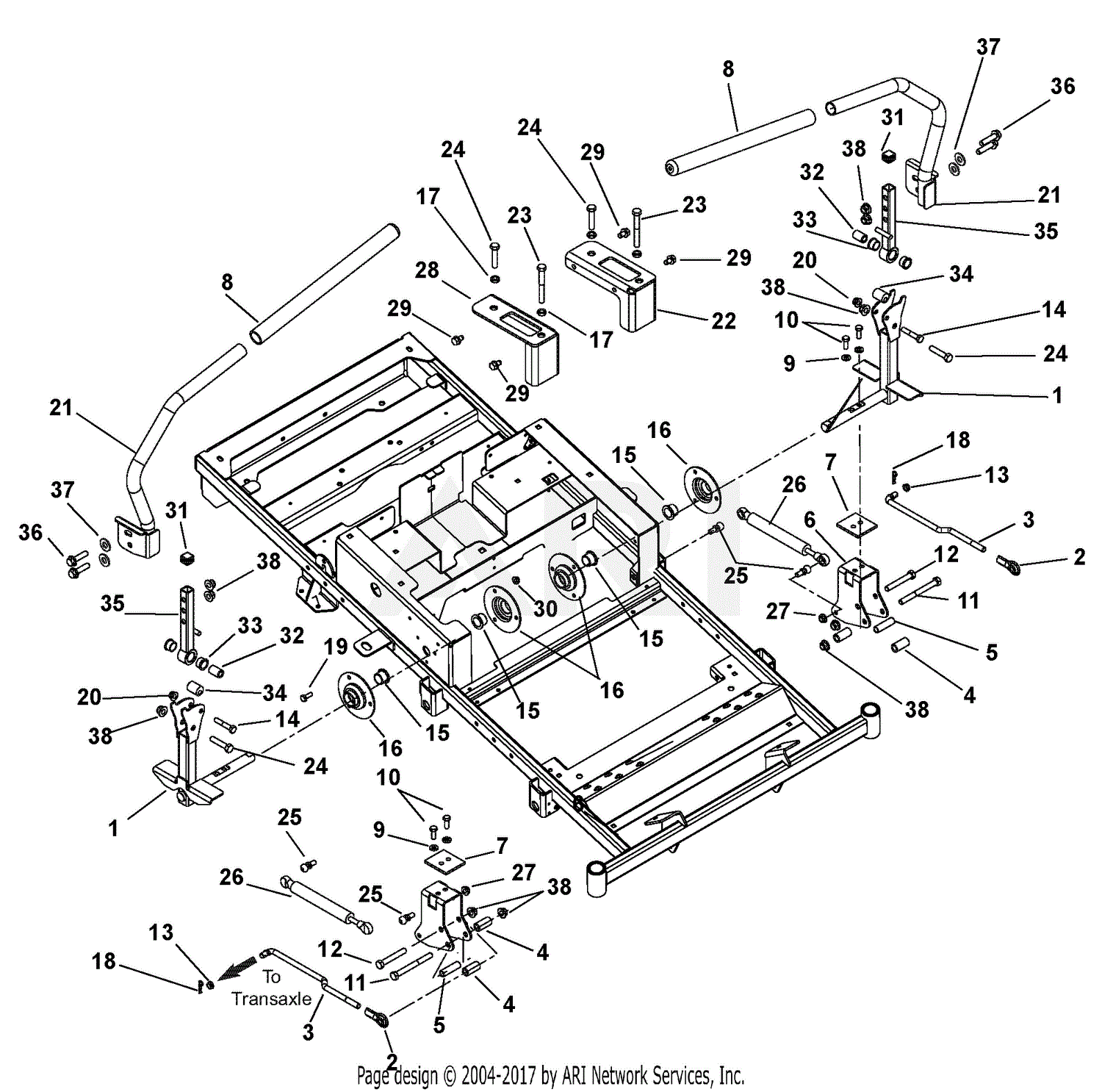 Gravely 915162 (035000 - ) ZT XL 48 Parts Diagram for Steering Controls