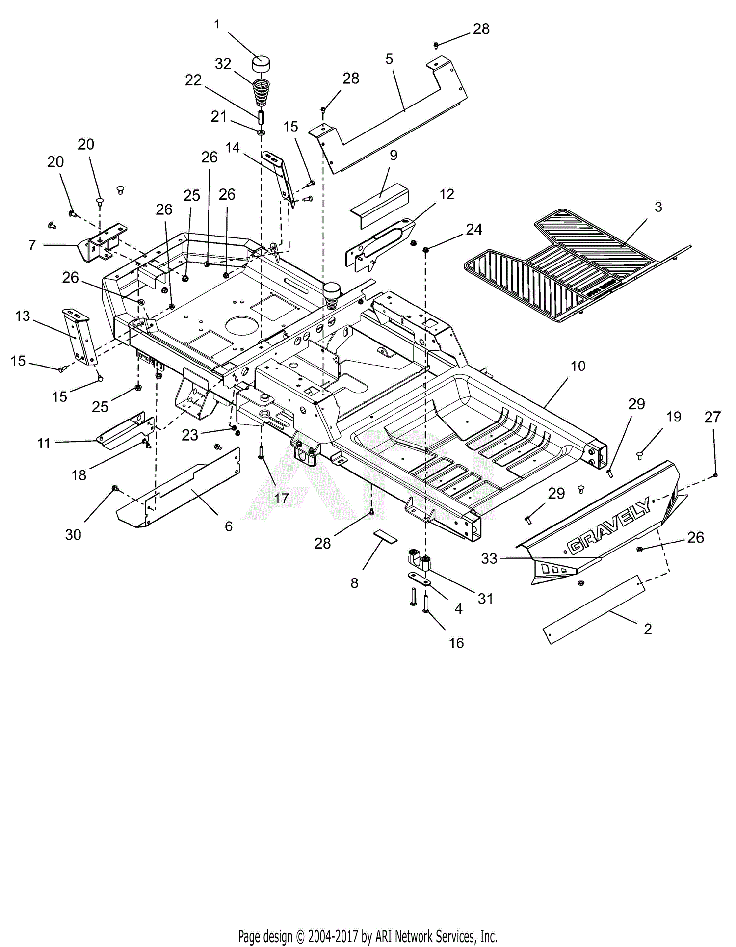 Gravely 915200 (030000 - 034999) ZT XL 52 Parts Diagram for Frame