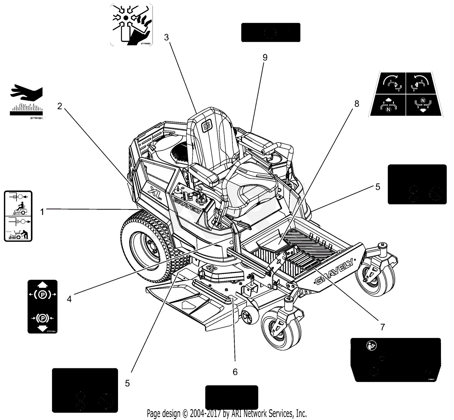 Gravely 915200 (080000 - ) ZT XL 52 Parts Diagram for Decals - Safety