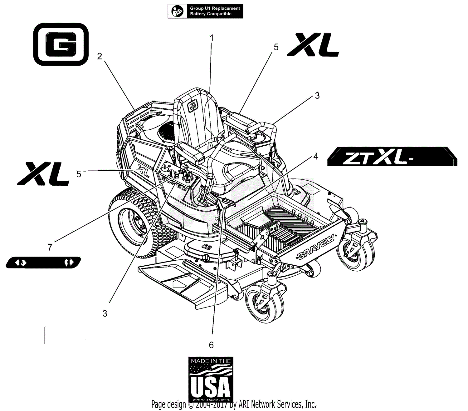 Gravely 915200 (075000 - 079999) ZT XL 52 Parts Diagram for Decals ...