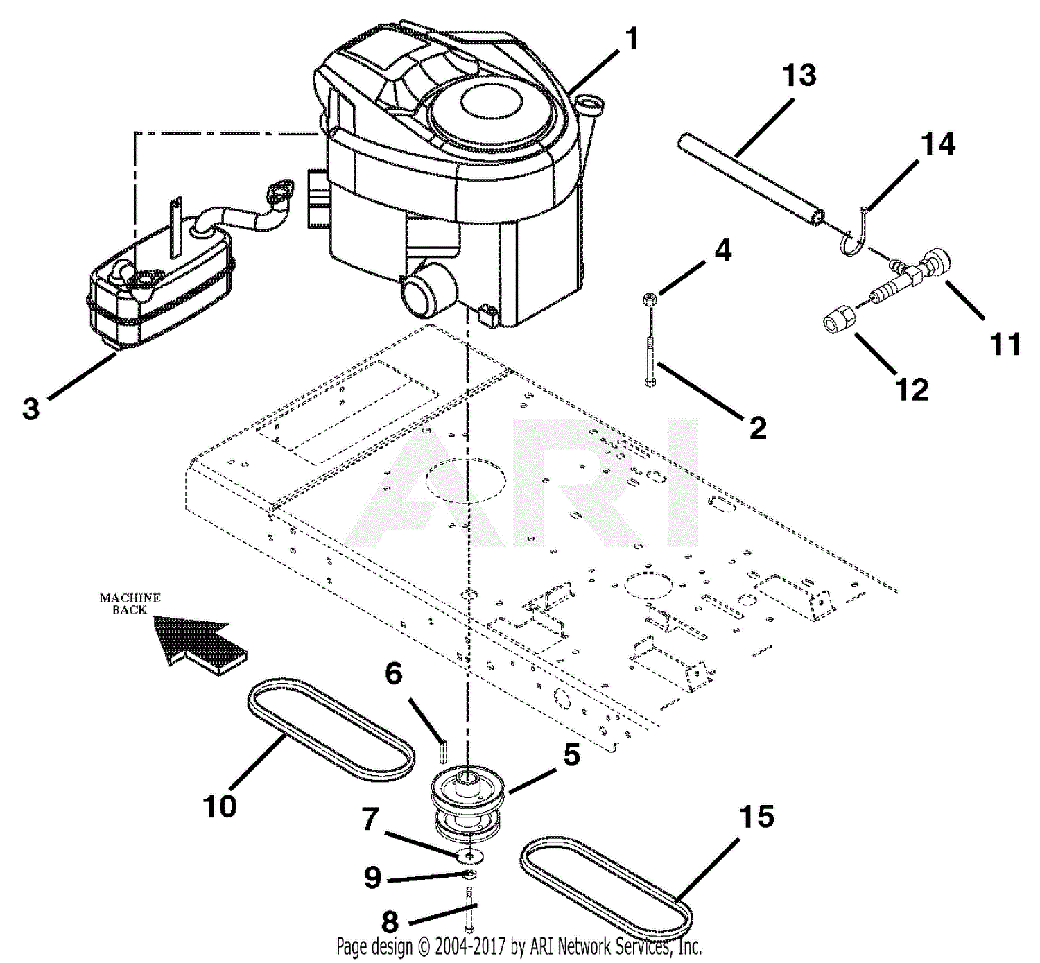 Gravely 915025 (000101 - ) ZT 2048 Parts Diagram for Engine, Exhaust