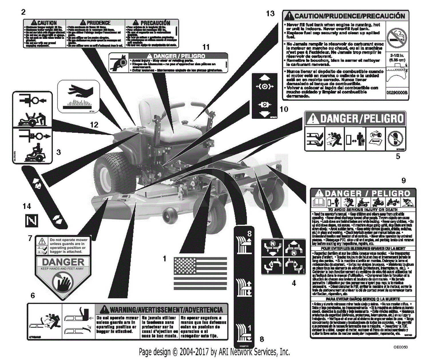 Gravely 915102 (000102 - ) 2040 ZT Parts Diagram for Decals - Safety