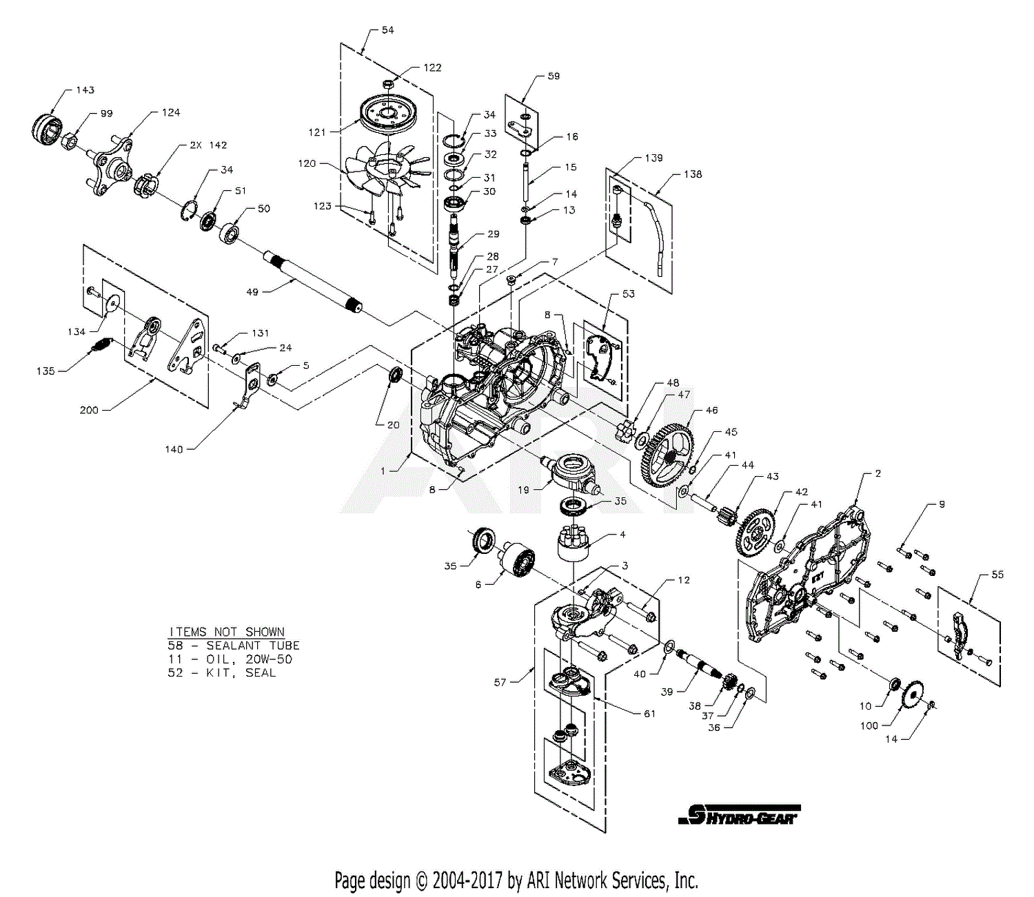 Gravely 915100 (000102 - ) 1734 ZT Parts Diagram for Transaxle - Right Hand