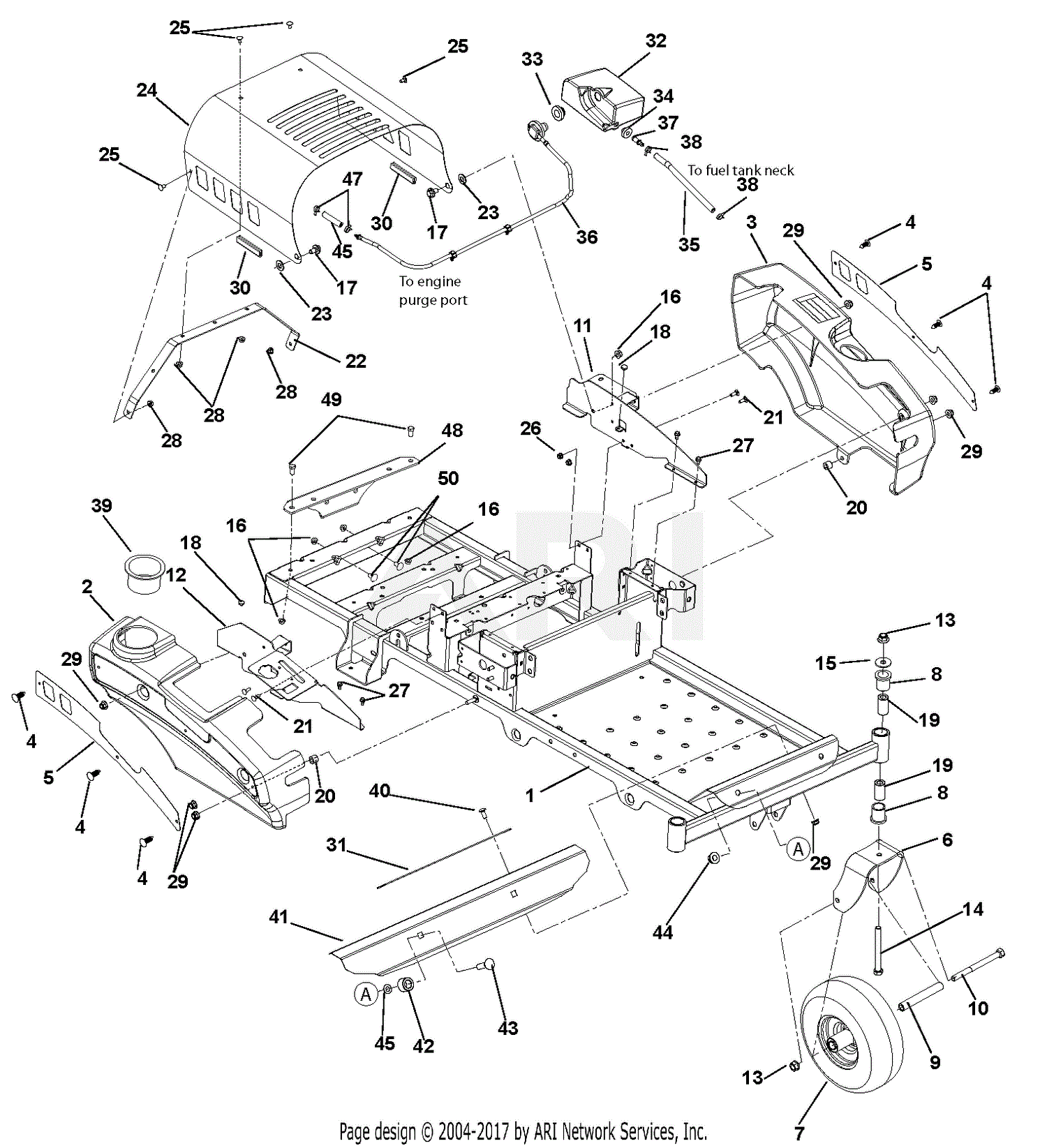 Gravely 915148 (010000 - 029999 ) ZT 42 Parts Diagram for Frame, Hood ...