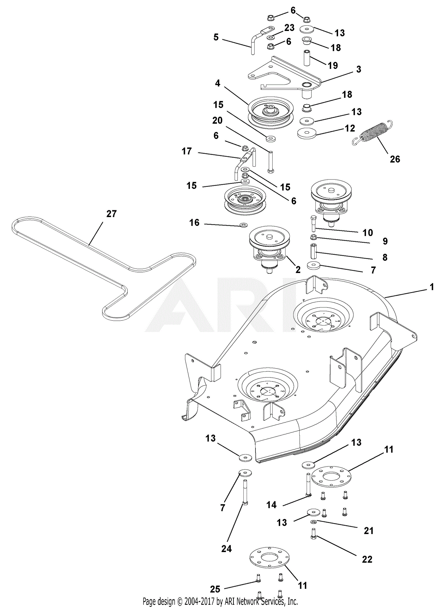 Gravely 915146 (035000 - ) ZT 34 Parts Diagram for Mower Deck, Belt And ...