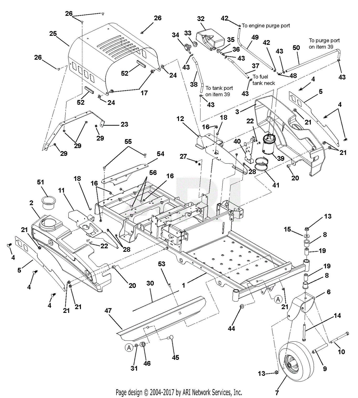 Gravely 915168 (010000 - 029999 ) ZT 34 CARB Parts Diagram for Frame ...