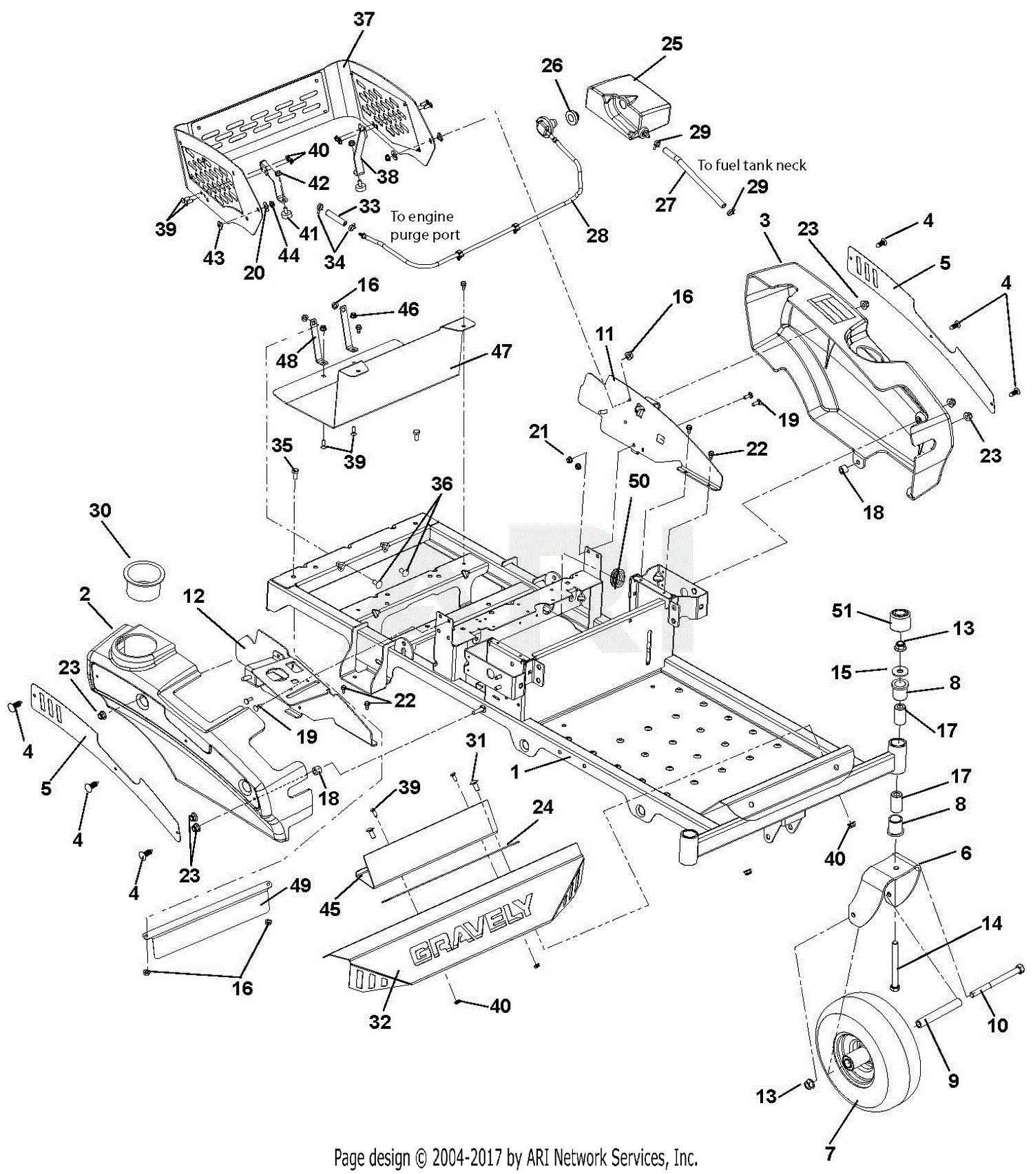 Gravely 915190 (056000 - ) ZT 34 Parts Diagram for Frame, Hood, Fenders ...