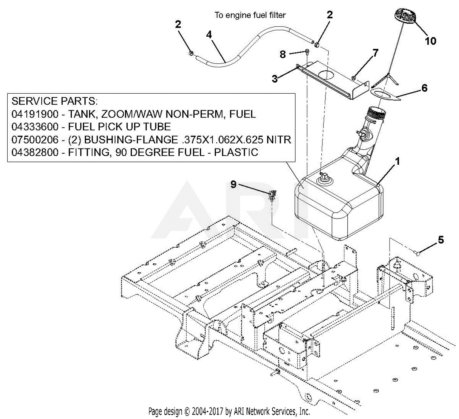 Gravely 915212 (000101 - ) ZT 42 Parts Diagram for Fuel Tank