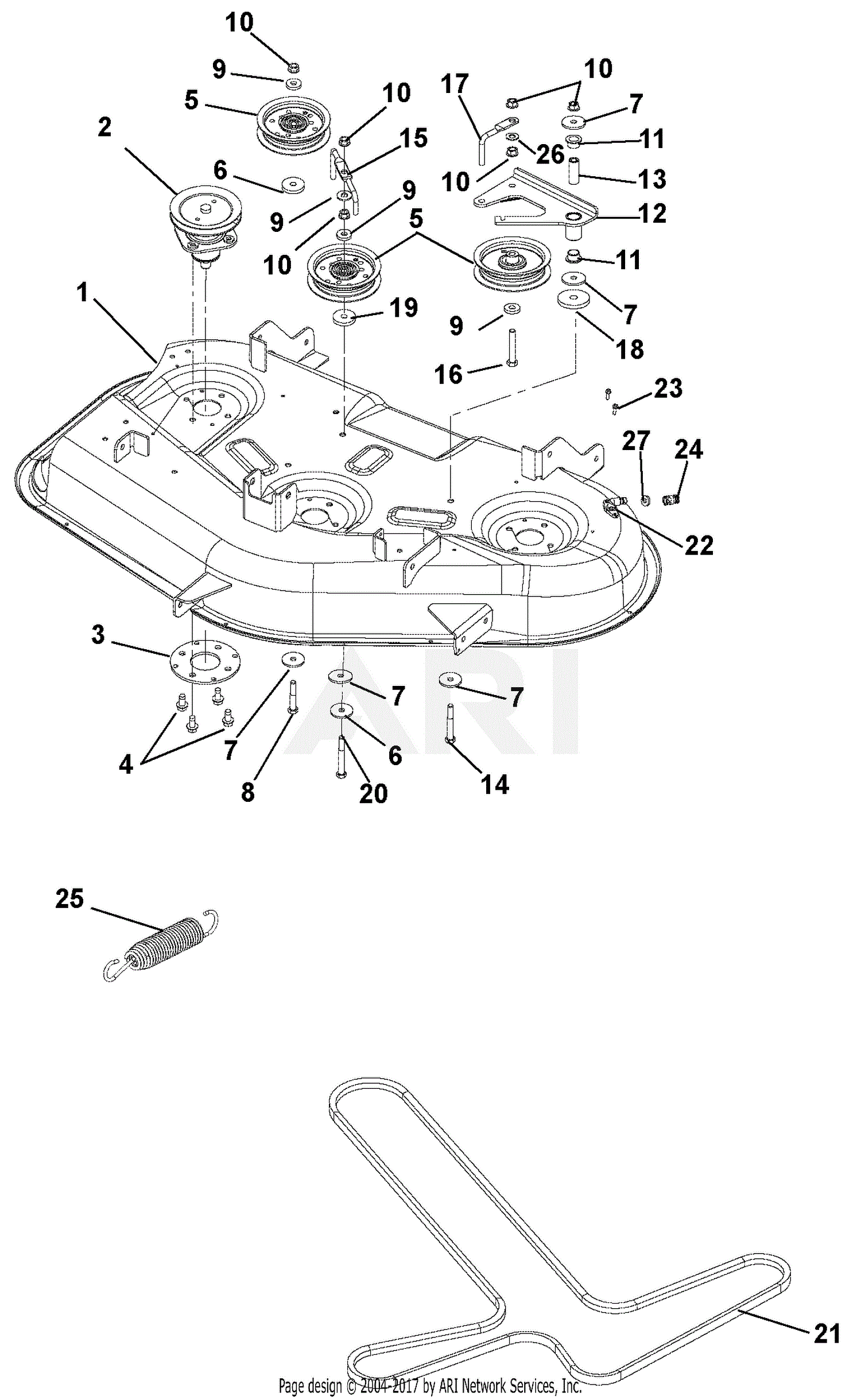 Gravely 915328 (045000 ) ZT 42 CE Parts Diagram for Mower Deck, Belt