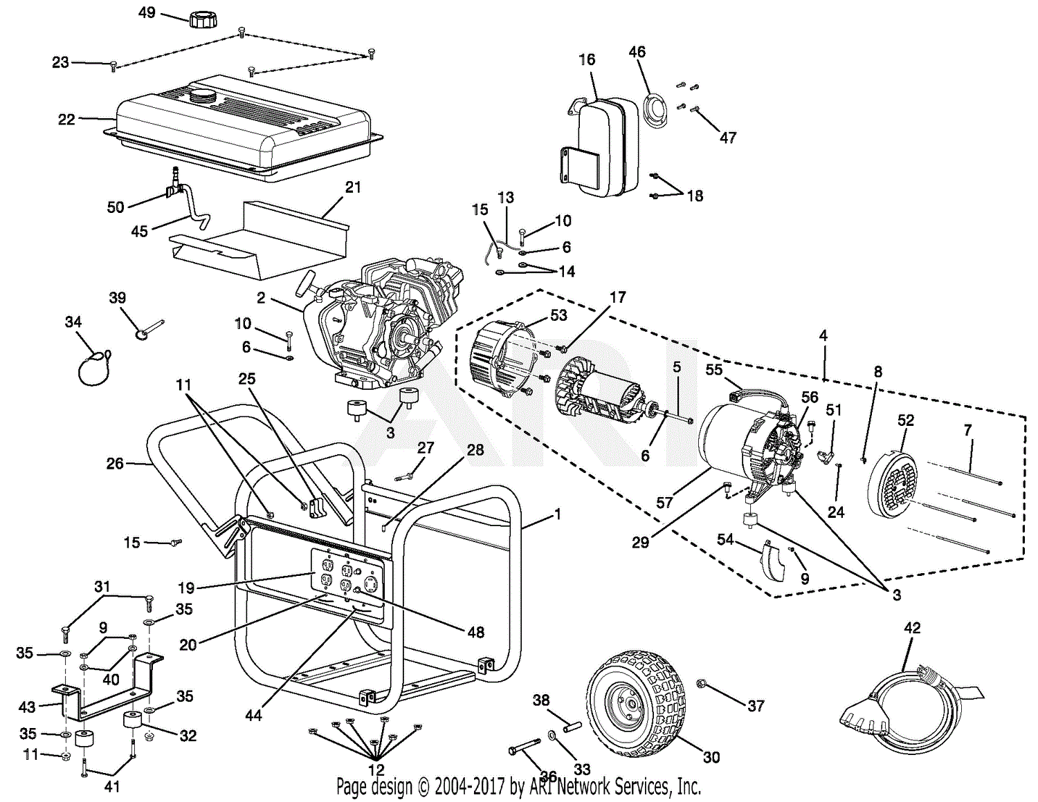 Homelite BM10500G Generator Parts Diagram for General Assembly