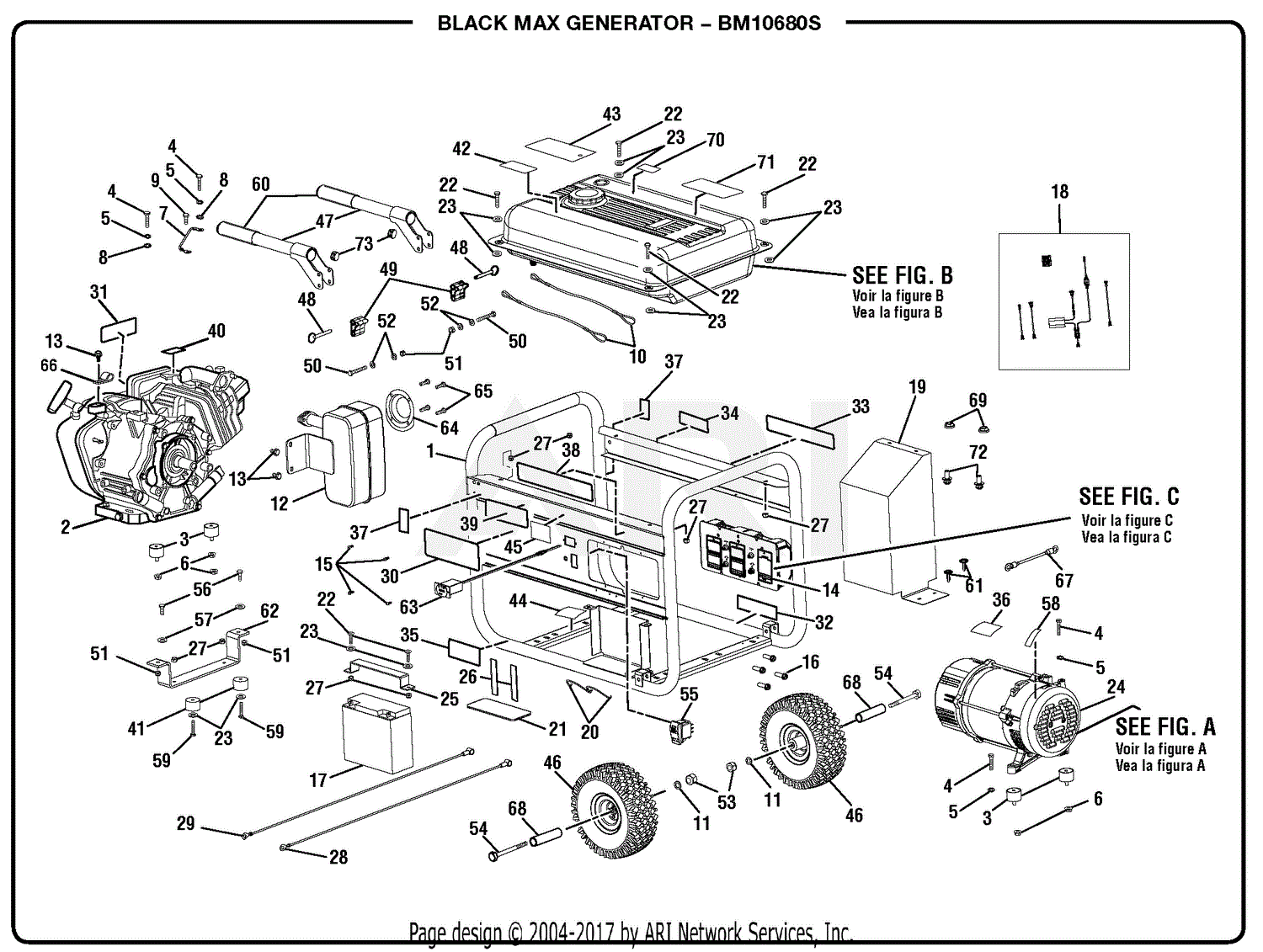 Homelite BM10680S 6800 Watt Generator Parts Diagram for General Assembly