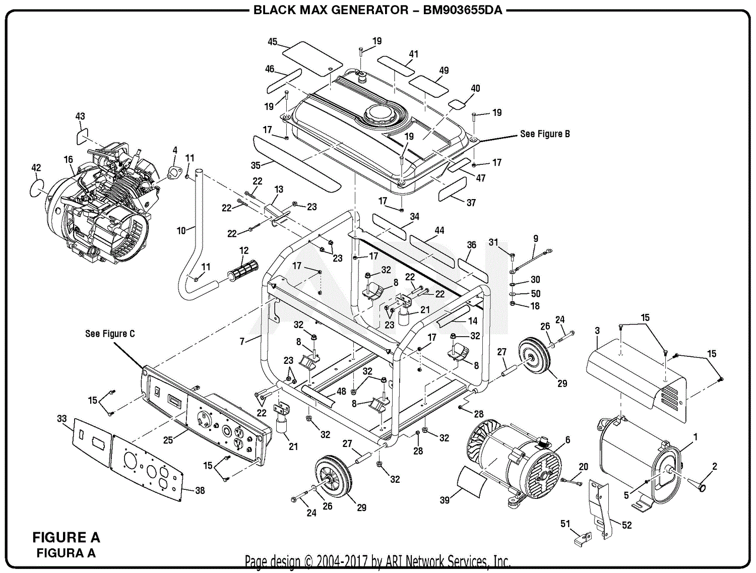 Homelite Bm903655da 3650 Watt Generator Parts Diagram For