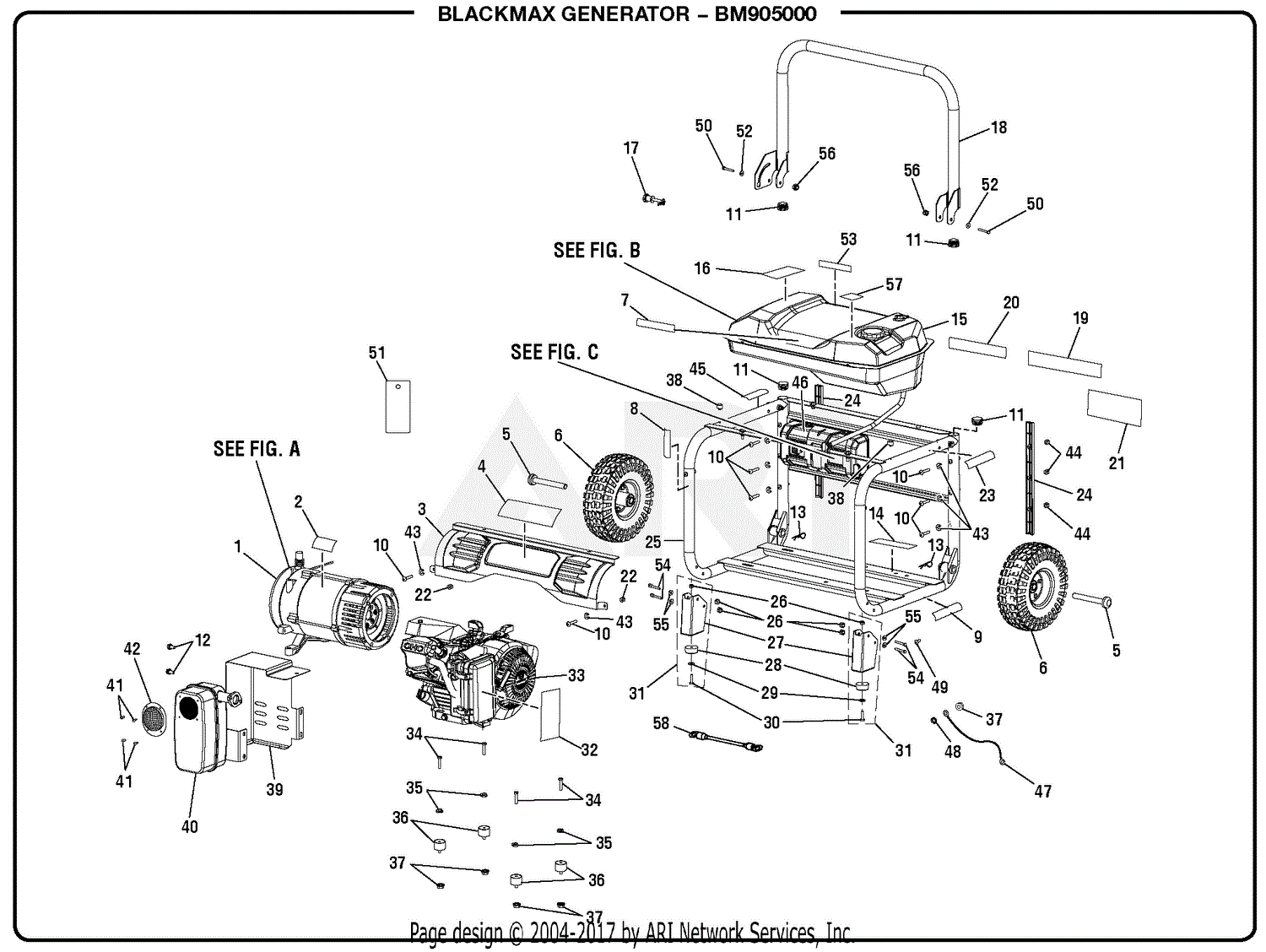 Homelite Bm905000 5000 Watt Generator Parts Diagram For