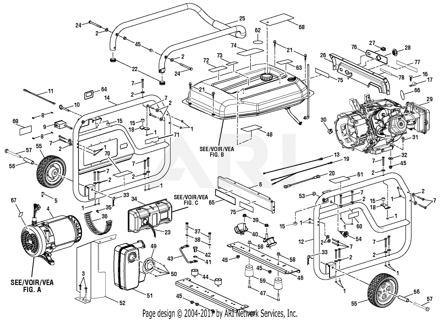 Homelite Bm905700pa 6000 Watt Generator Parts Diagram For