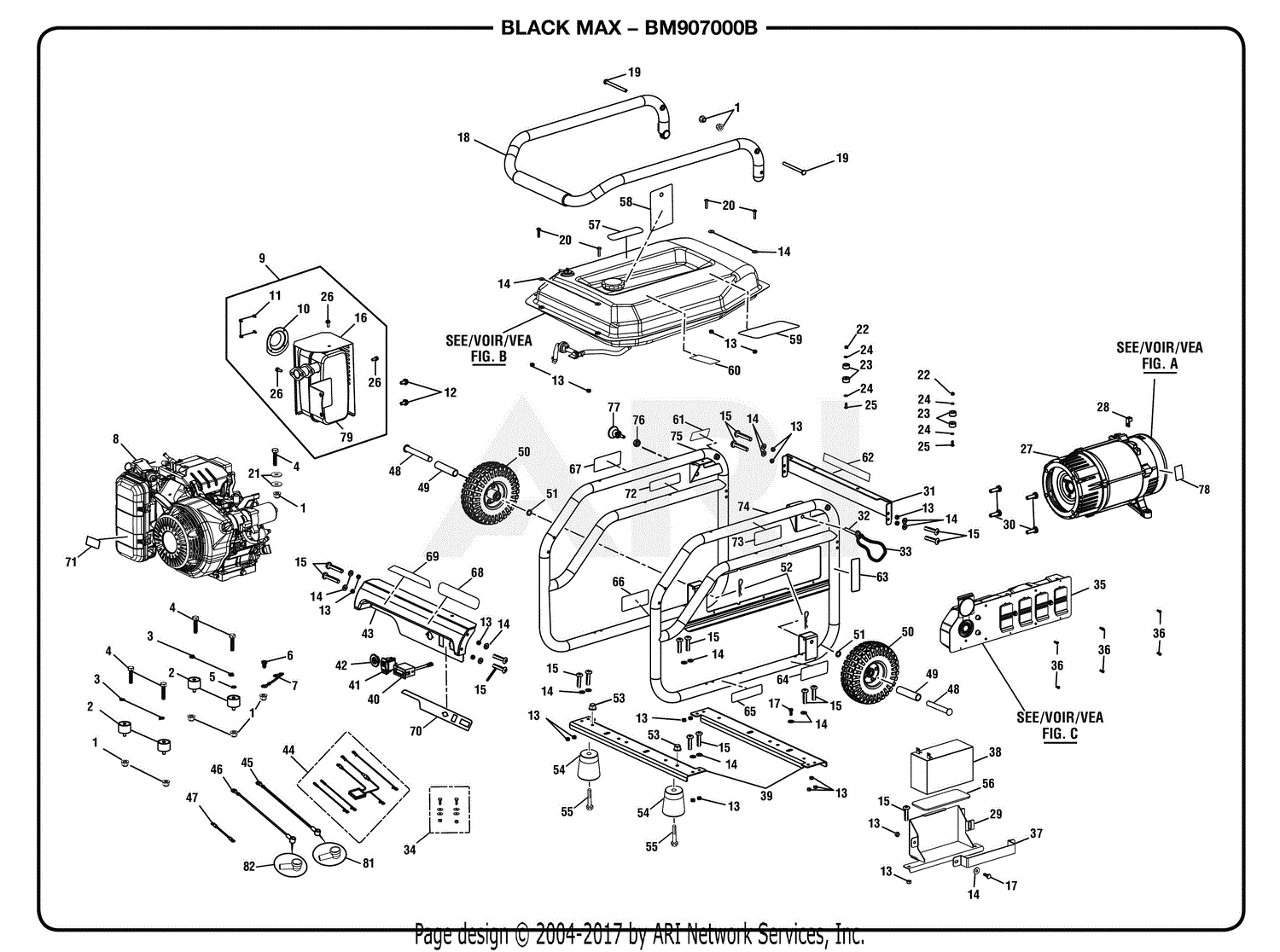 Homelite BM907000B Generator Mfg. No. 090930265 10-23-18 (Rev:03) Parts ...