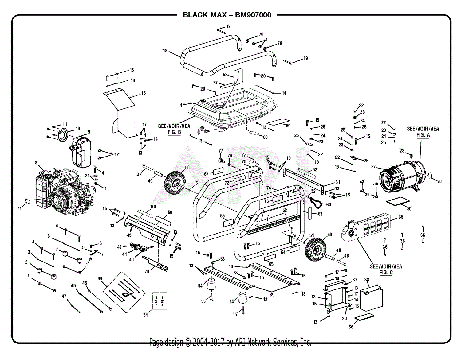 Homelite BM907000B Generator Mfg. No. 090930270 10-2-18 (Rev:03) Parts ...