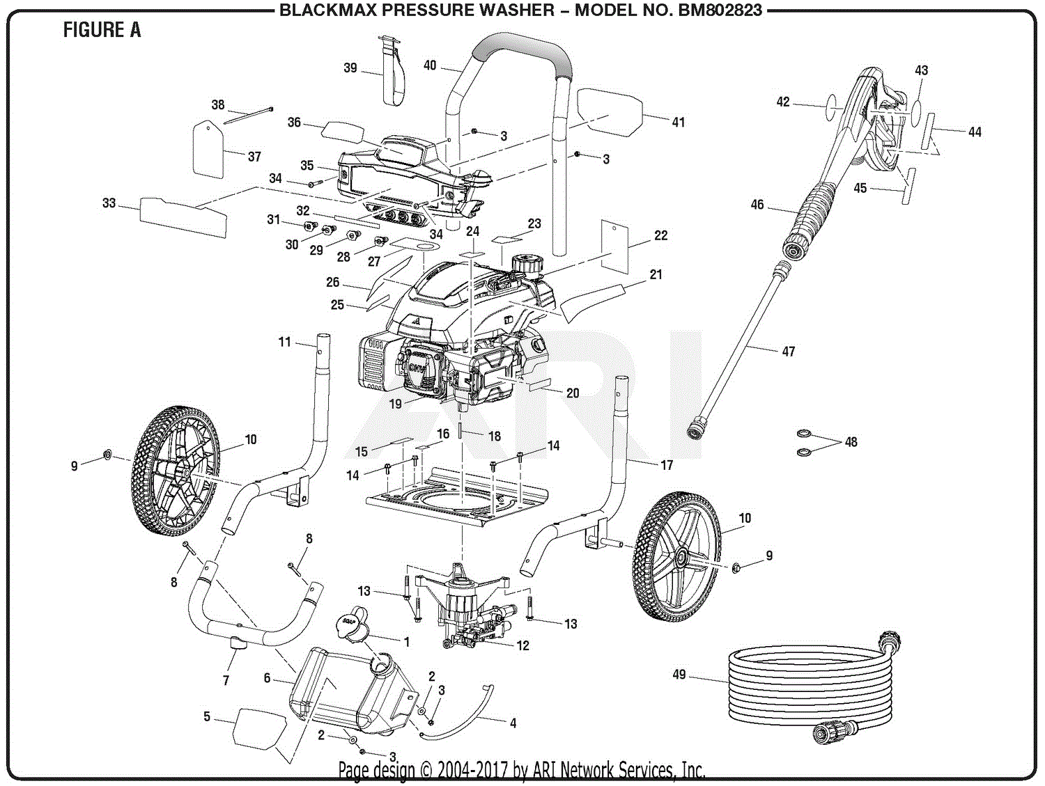 Homelite BM802711 Pressure Washer Mfg. No. 090079304 Parts Diagram for  General Assembly