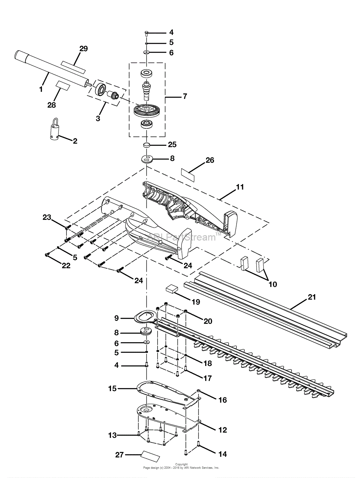 Homelite Hedge Trimmer Attachment UT-15703 Parts Diagram for Hedge Trimmer