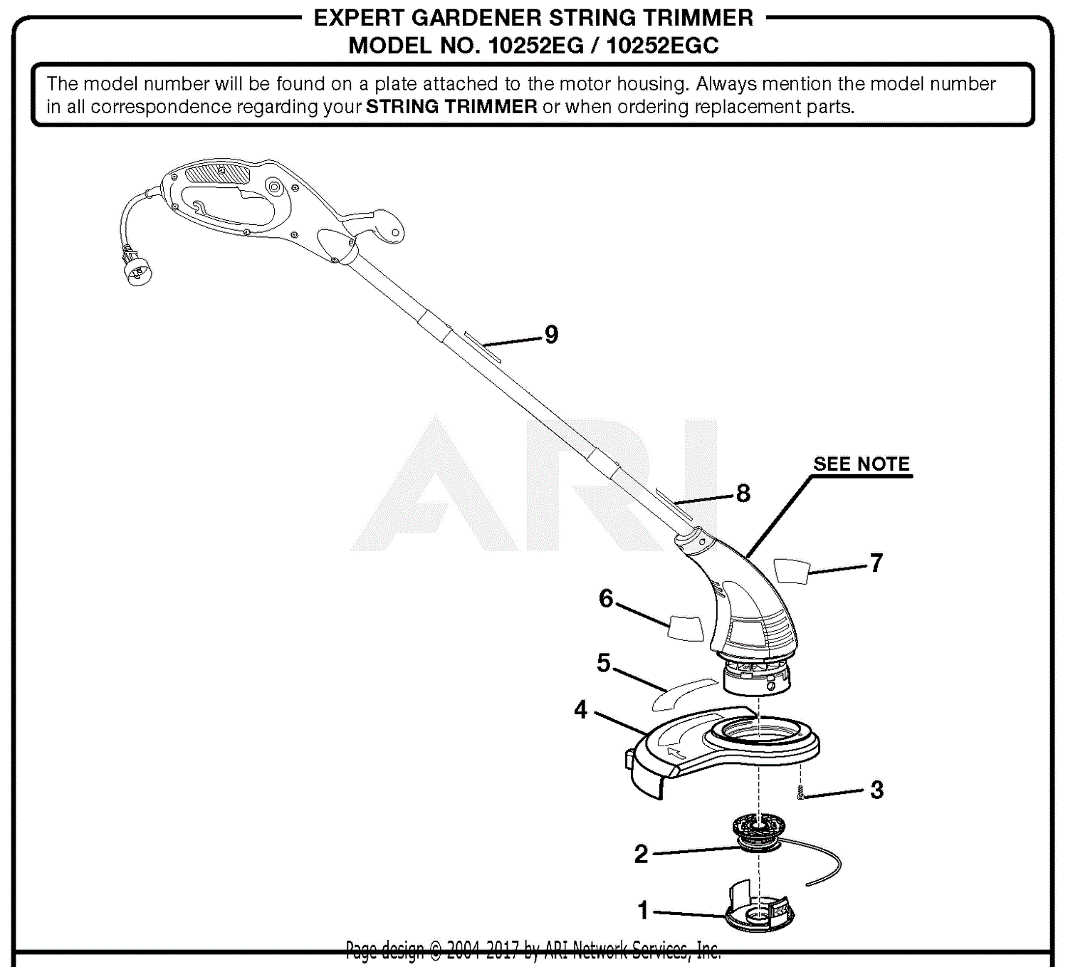 Homelite 10252EG String Trimmer Parts Diagram for General Assembly