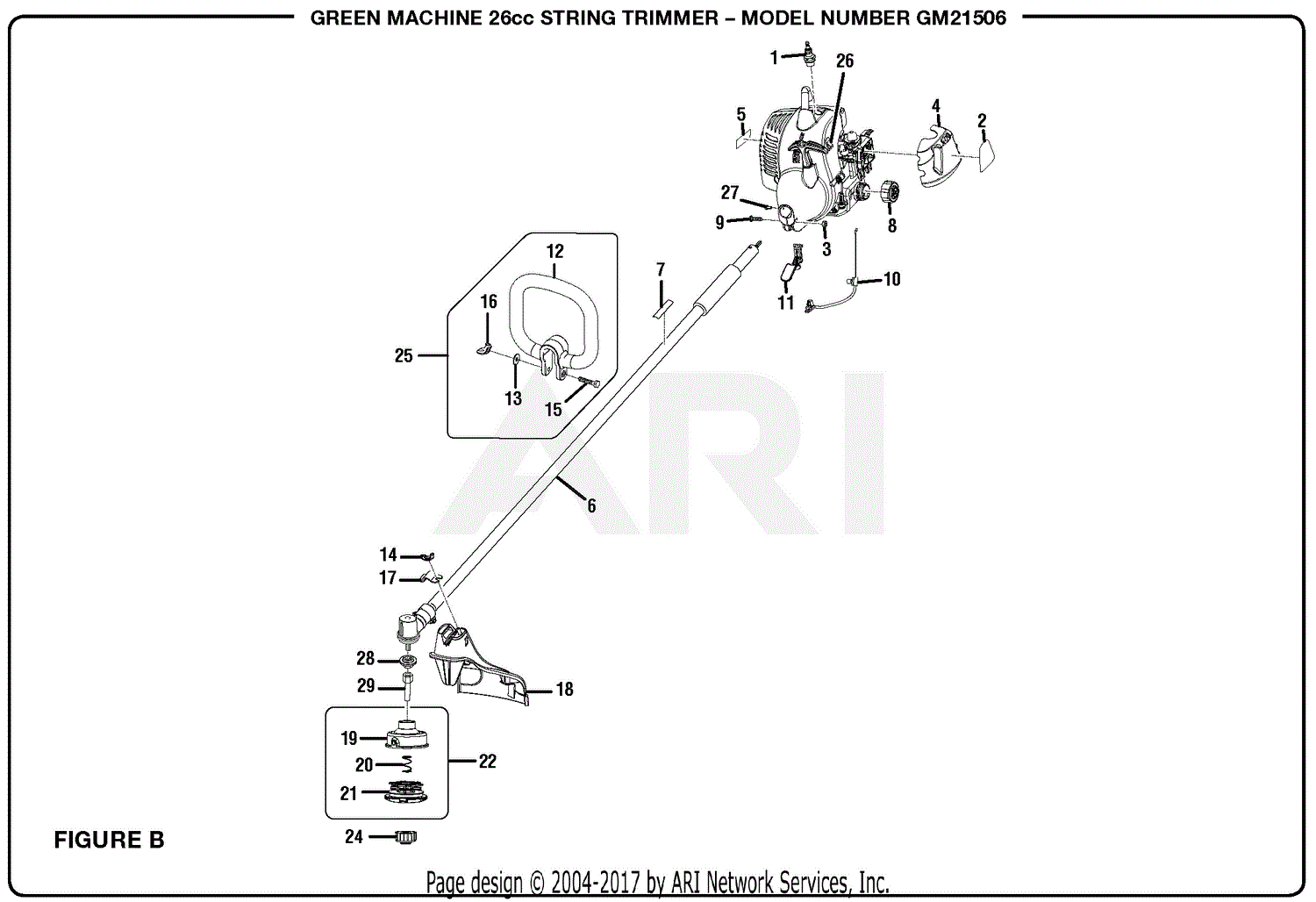 Homelite Gm21506 26cc String Trimmer Parts Diagram For Figure B 8982