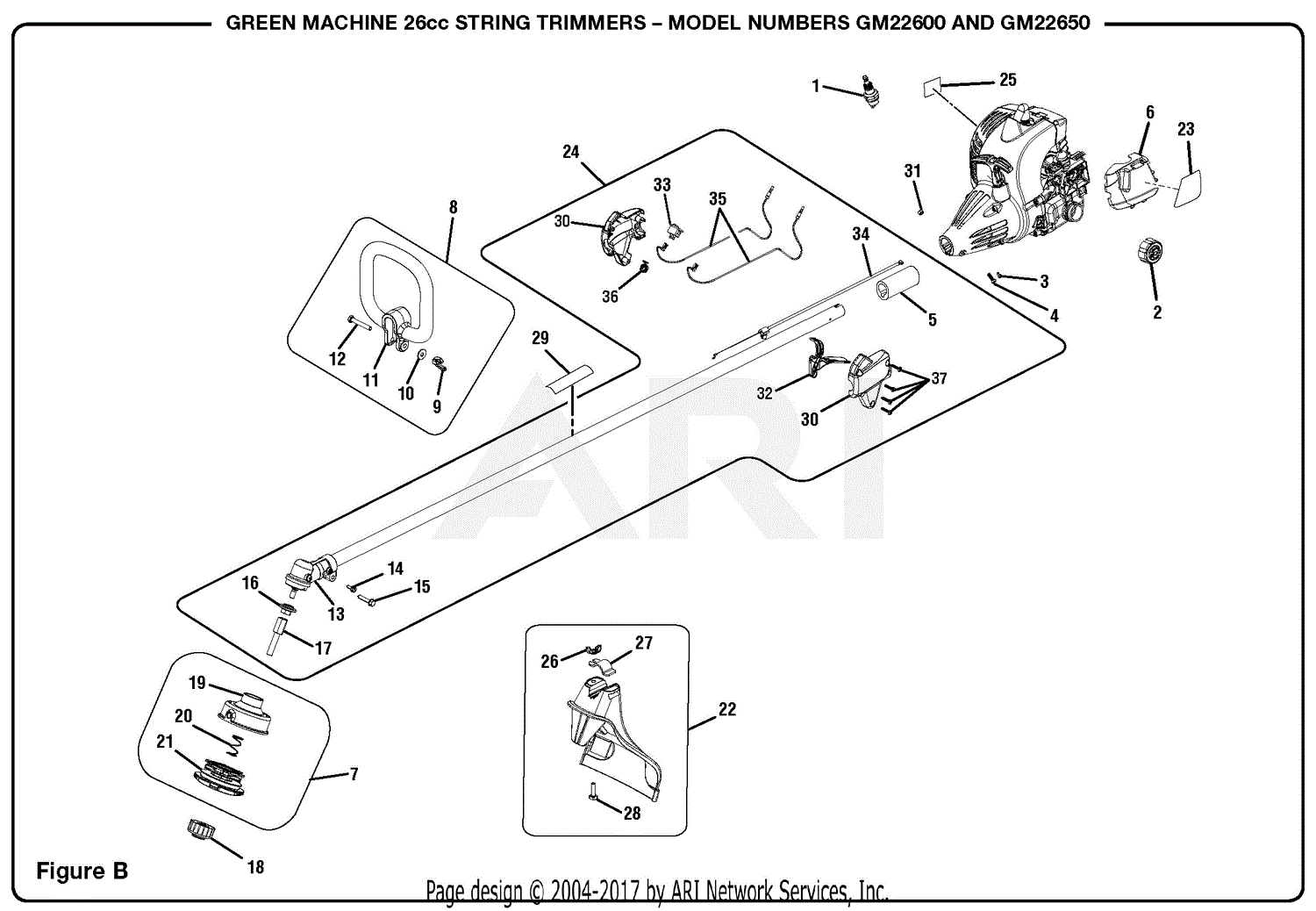 Homelite GM22600 26cc String Trimmer Parts Diagram for Figure B