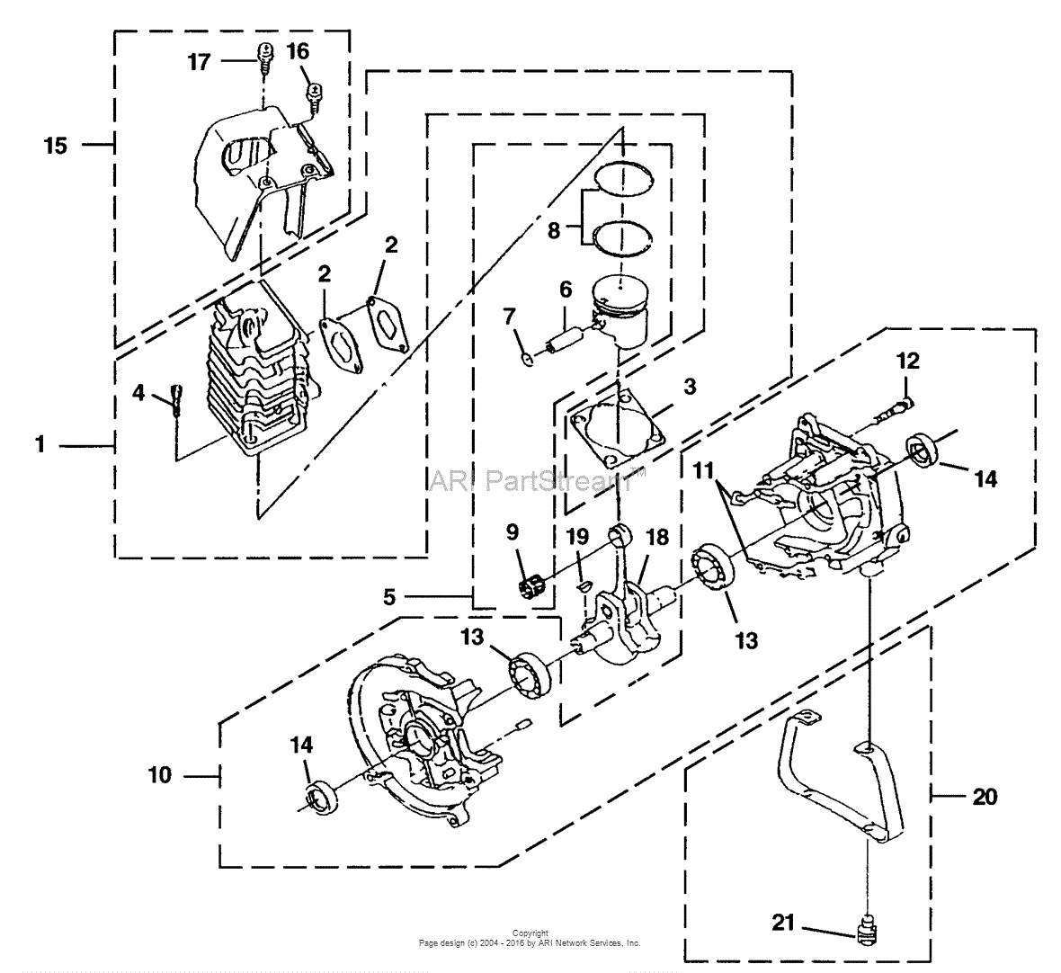 Homelite GT35B Trimmer/Brushcutter UT-26056 Parts Diagram for Engine ...