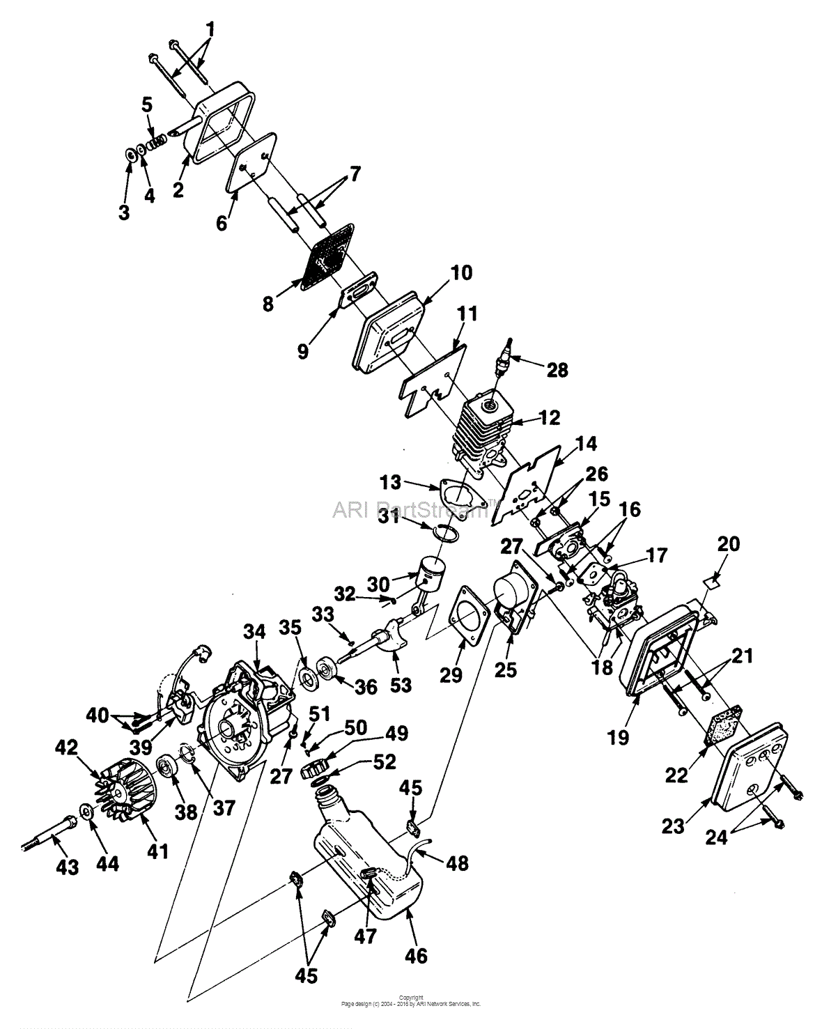 Homelite HB100 Blower UT-08011 Parts Diagram for Engine