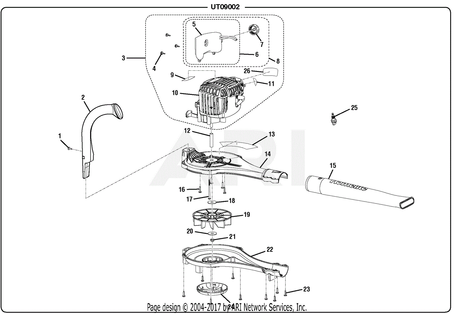 Homelite UT09002 26cc Blower Parts Diagram for General Assembly