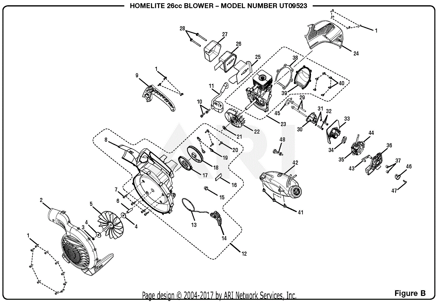 Homelite UT09523 Gas Blower Parts Diagram for Figure B