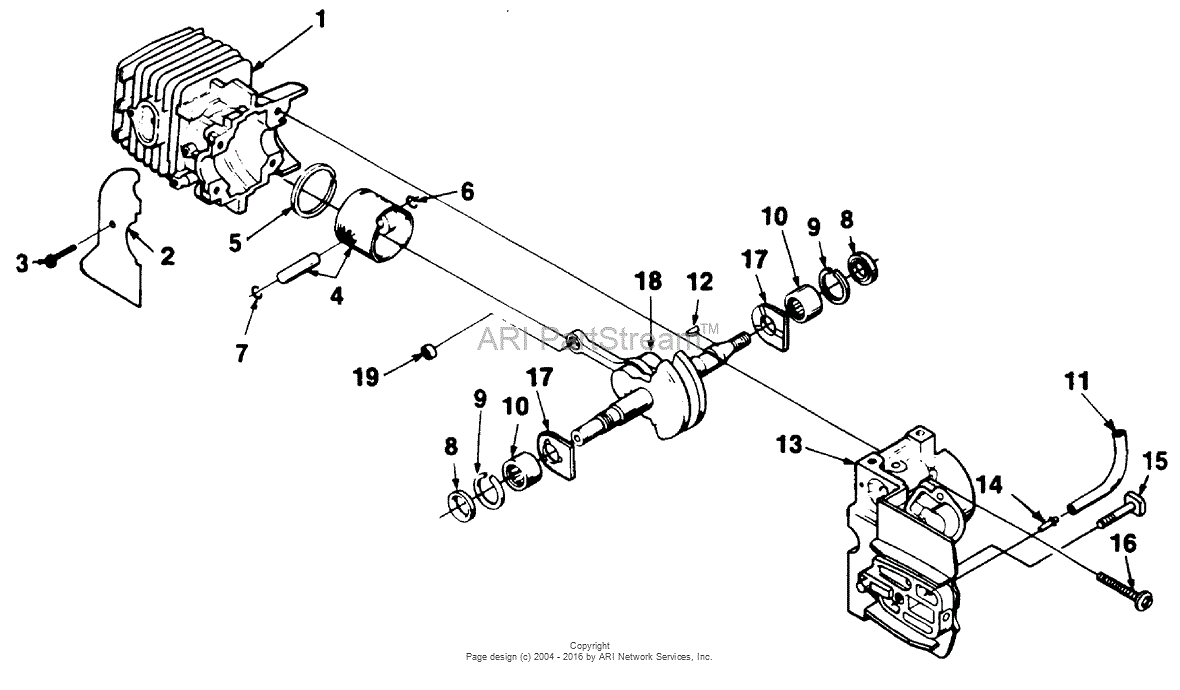 Homelite Super 2 Chain Saw UT-10697 Parts Diagram for Engine Internals