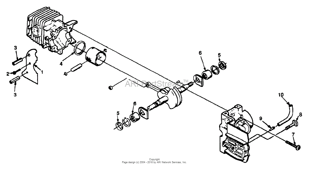 Homelite Super 2 Chain Saw UT-10696-B Parts Diagram for Engine Internals