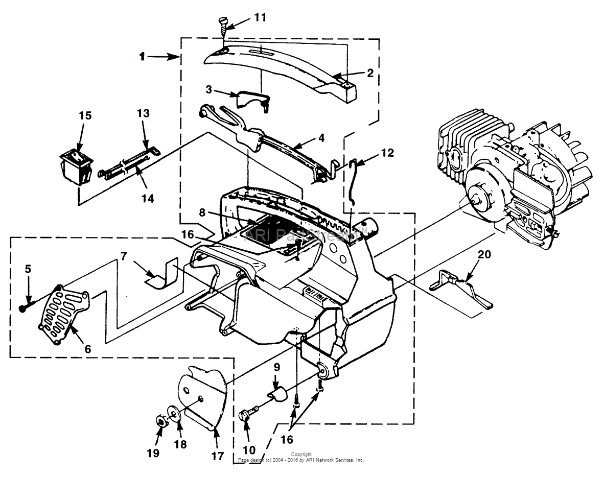 homelite super xl automatic chainsaw air parts diagram