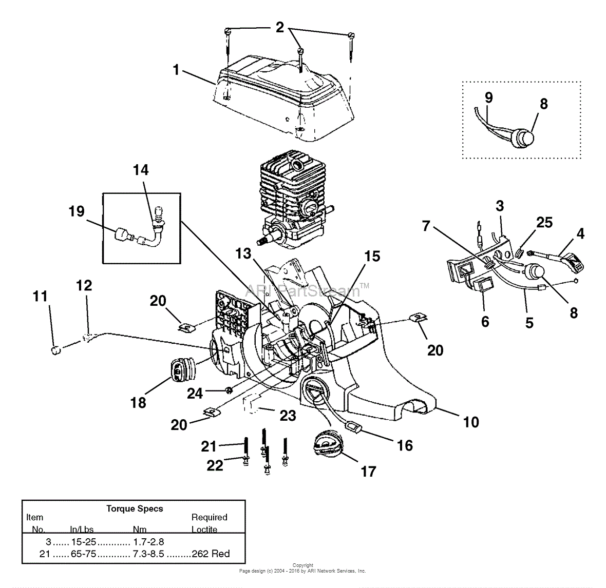 Homelite 33cc 16" Chain Saw UT10947A Parts Diagram for Engine Housing