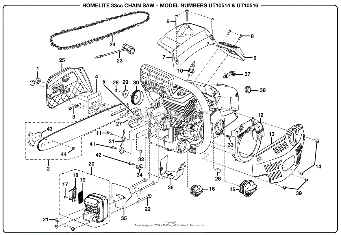Homelite 330 Chain Saw Ut10609 Parts Diagram For Handles